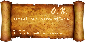 Oszlányi Nikodémia névjegykártya